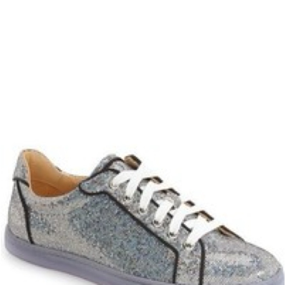 Christian Louboutin Silver and Black Low-Top Sneakers